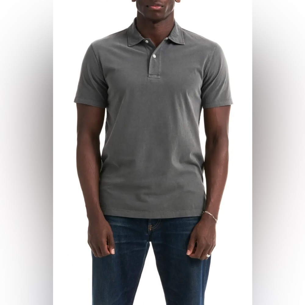 Buck Mason Kindling Avalon Knit Polo Charcoal Grey Minimalist Luxury Size Large